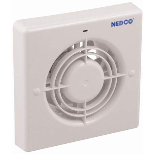 Nedco badkamer/toiletventilator 120mm 130 m³/h wit kunststof met timer en vochtsensor
