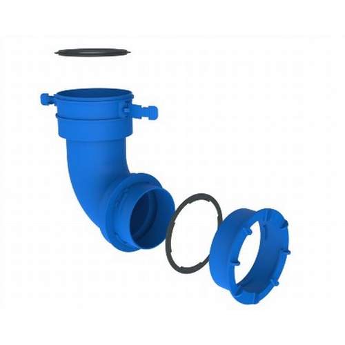 Burgerhout Hybalans+ bocht 90° 92mm kunststof blauw