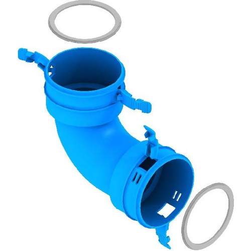 Burgerhout Hybalans+ bochtstuk 90° 75mm kunststof blauw